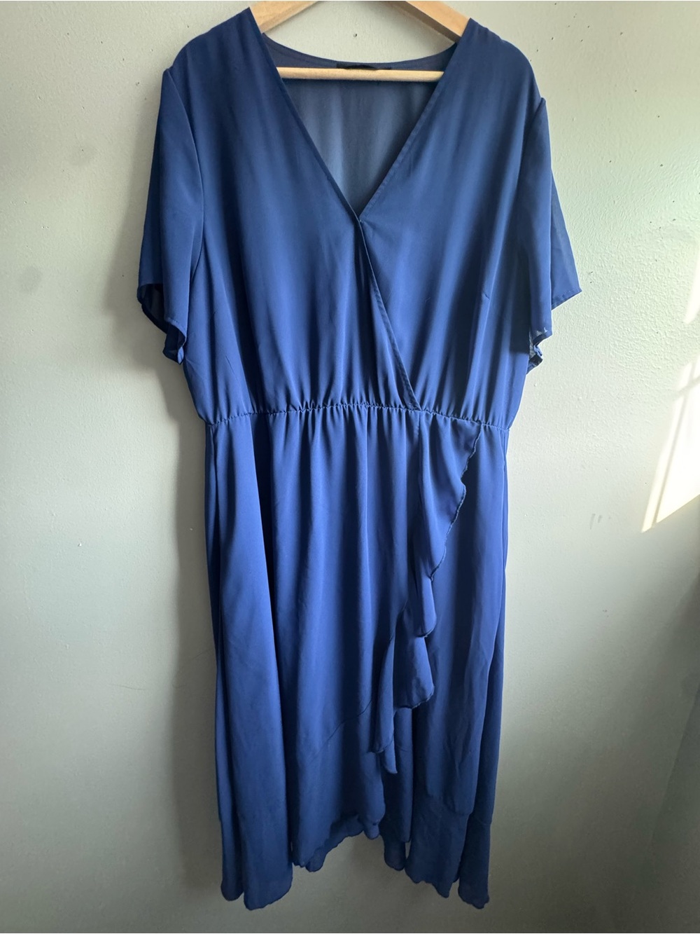 BloomChic Blue Ruffle High-Low Dress